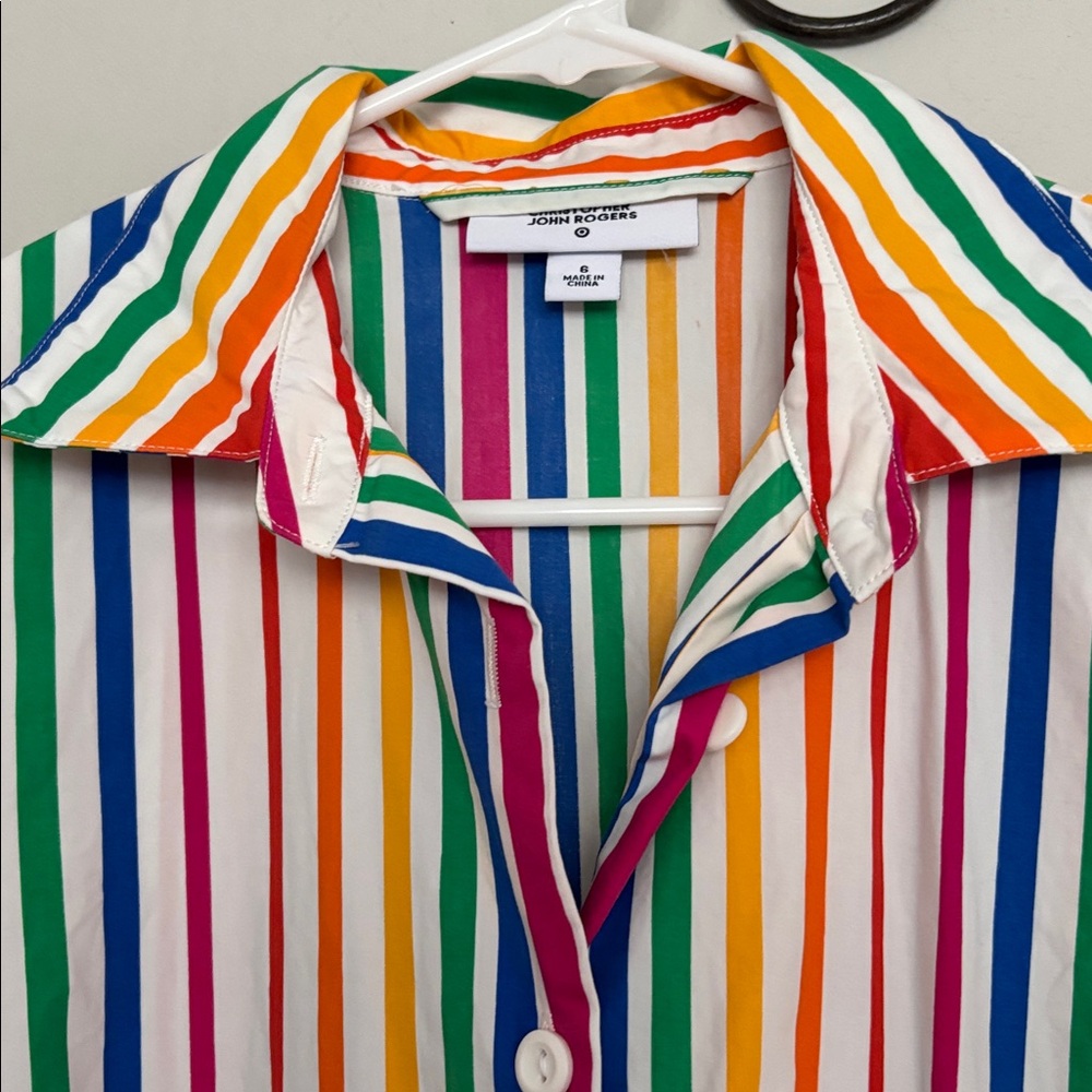 Christopher John Roger’s Colorful Rainbow Stripe Button-Front Dress - Picture 2 of 11